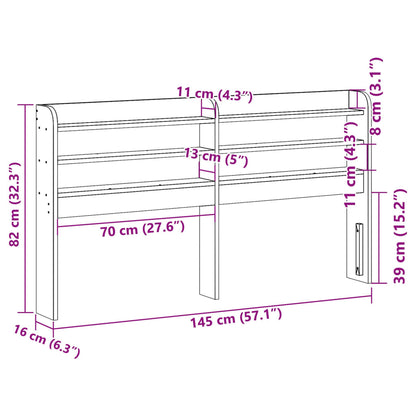 Headboard with Shelves White 135 cm Solid Wood Pine
