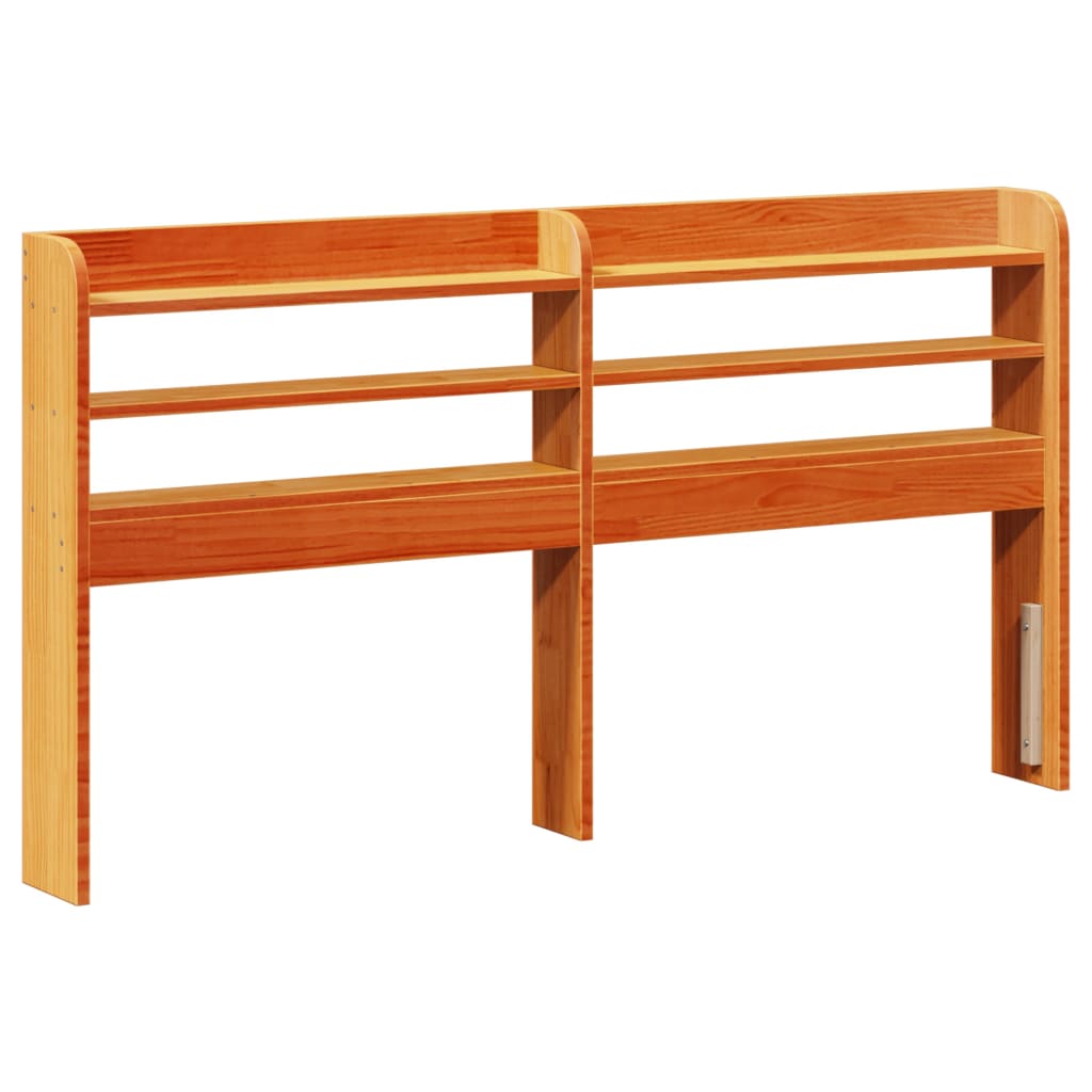 Headboard with Shelves Wax Brown 135 cm Solid Wood Pine