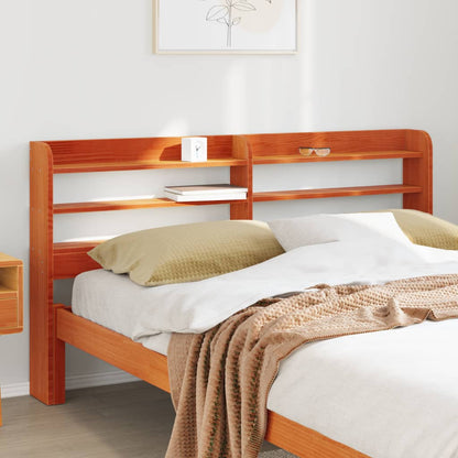Headboard with Shelves Wax Brown 135 cm Solid Wood Pine