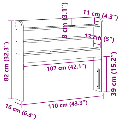 Headboard with Shelves White 100 cm Solid Wood Pine