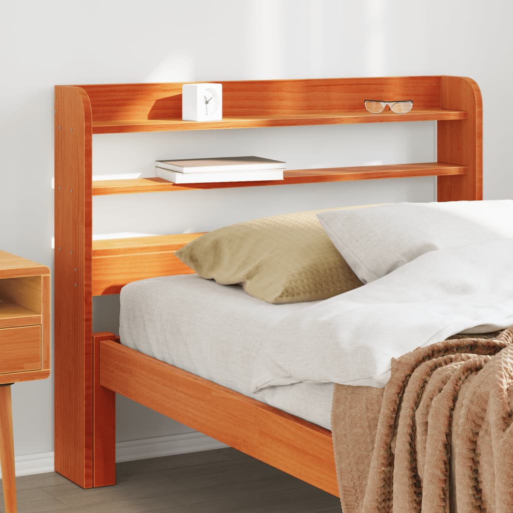Headboard with Shelves Wax Brown 100 cm Solid Wood Pine