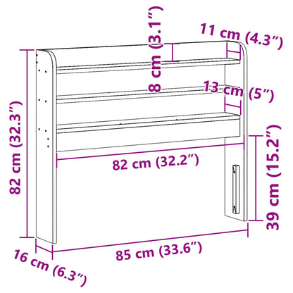 Headboard with Shelves White 75 cm Solid Wood Pine