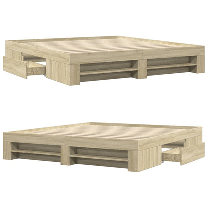 Bed Frame without Mattress Sonoma Oak 200x200 cm Engineered Wood