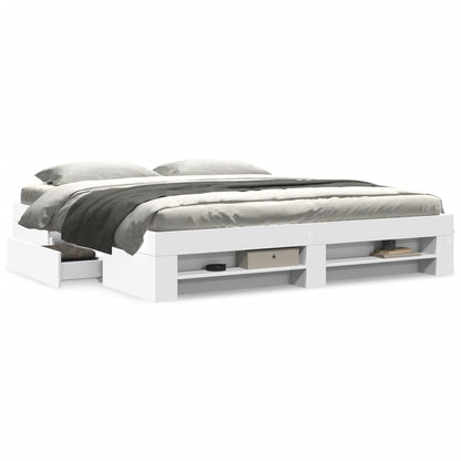 Bed Frame without Mattress White 180x200 cm Super King Engineered Wood