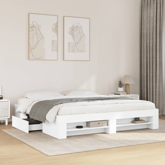 Bed Frame without Mattress White 180x200 cm Super King Engineered Wood