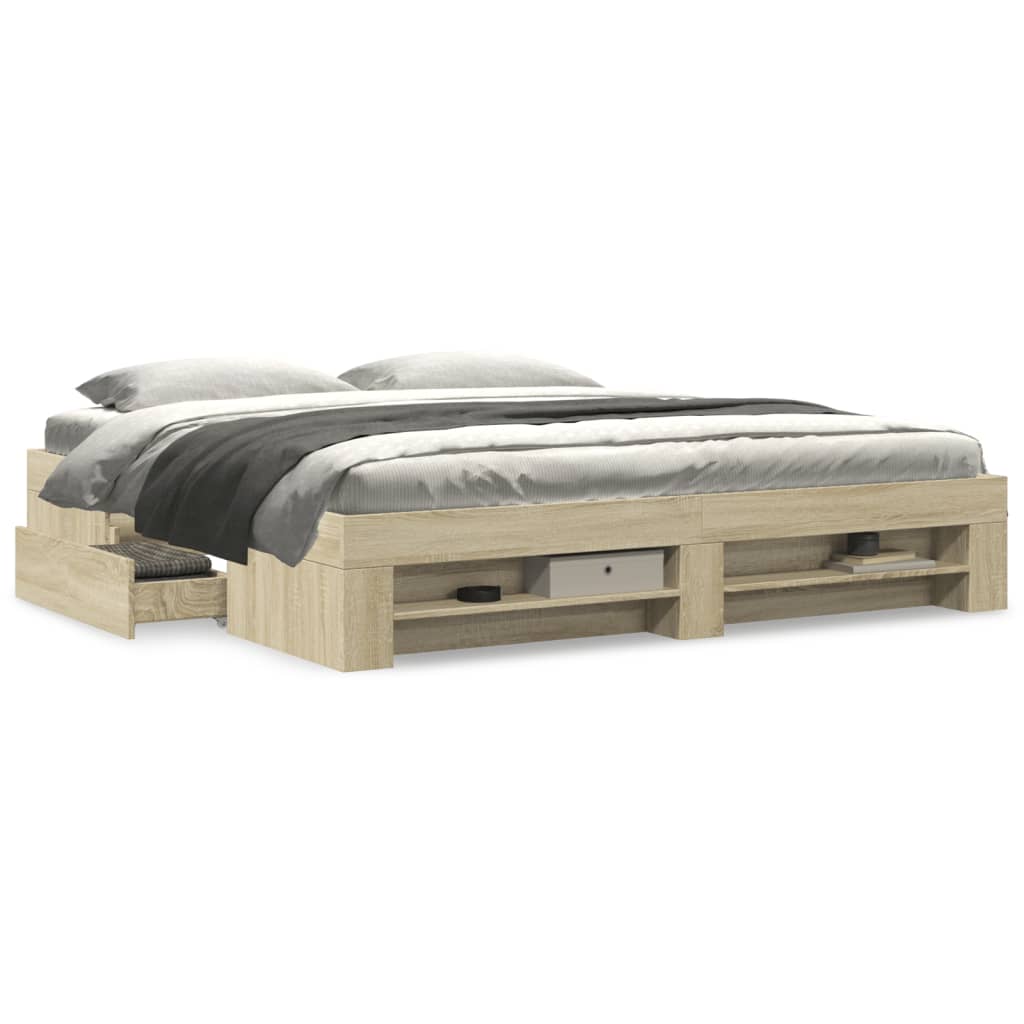 Bed Frame without Mattress Sonoma Oak 180x200 cm Super King Engineered Wood
