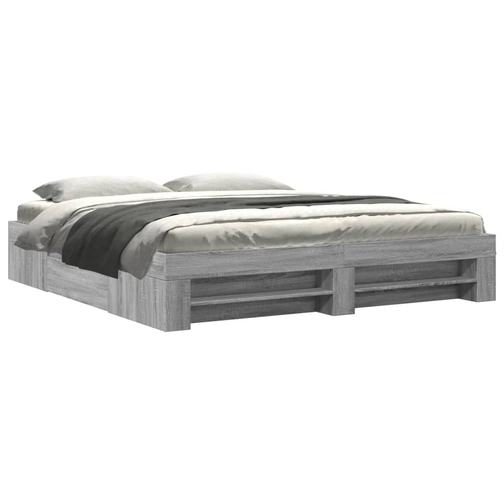 Bed Frame without Mattress Grey Sonoma 180x200 cm Super King Engineered Wood