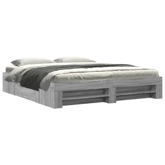 Bed Frame without Mattress Grey Sonoma 180x200 cm Super King Engineered Wood