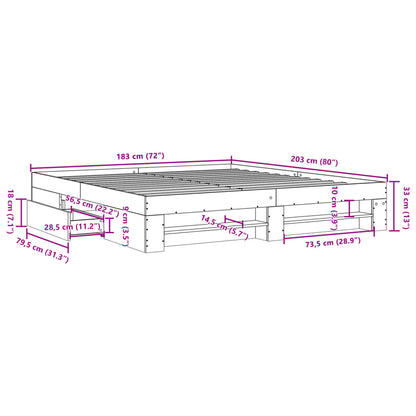 Bed Frame without Mattress Grey Sonoma 180x200 cm Super King Engineered Wood