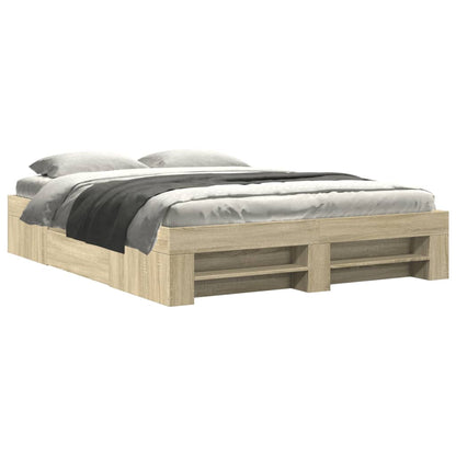 Bed Frame without Mattress Sonoma Oak 160x200 cm Engineered Wood