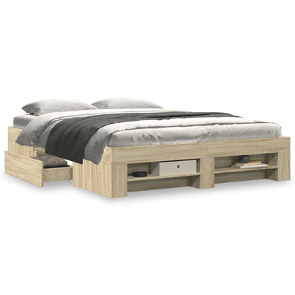 Bed Frame without Mattress Sonoma Oak 160x200 cm Engineered Wood