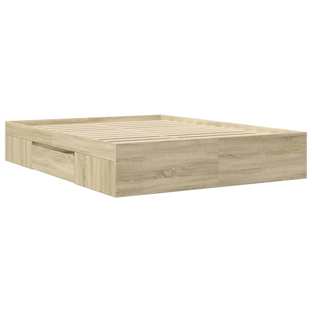 Bed Frame without Mattress Sonoma Oak 160x200 cm Engineered Wood