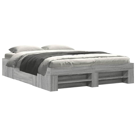 Bed Frame without Mattress Grey Sonoma 160x200 cm Engineered Wood