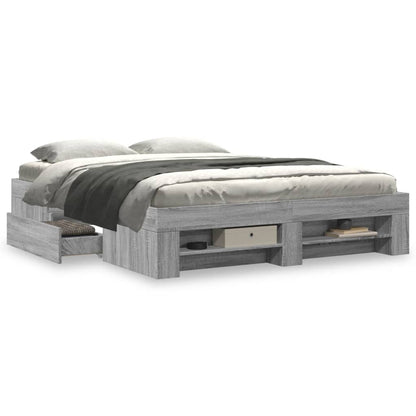 Bed Frame without Mattress Grey Sonoma 160x200 cm Engineered Wood