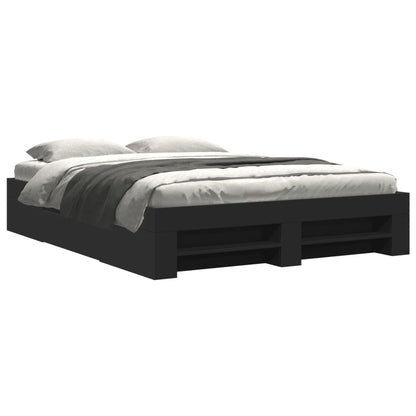 Bed Frame without Mattress Black 150x200 cm King Size Engineered Wood