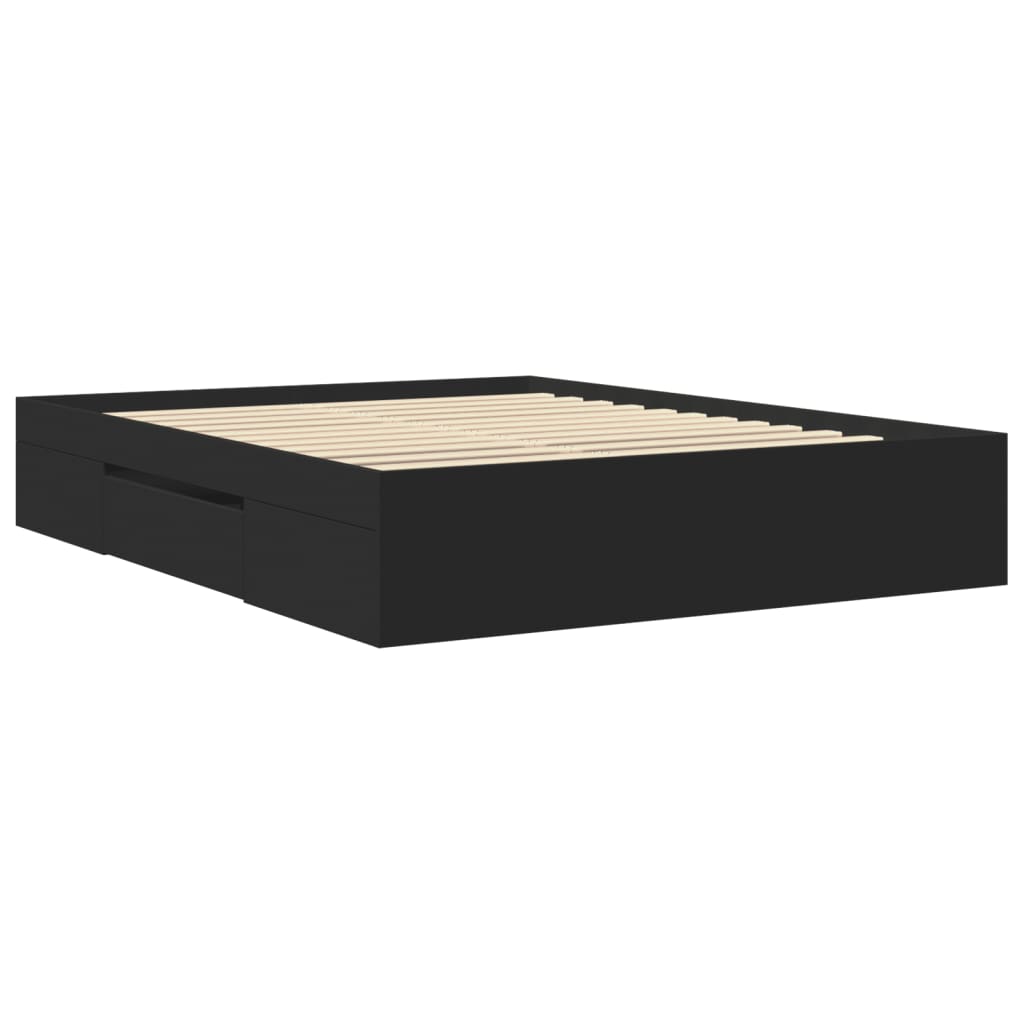 Bed Frame without Mattress Black 150x200 cm King Size Engineered Wood