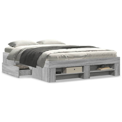 Bed Frame without Mattress Grey Sonoma 140x200 cm Engineered Wood
