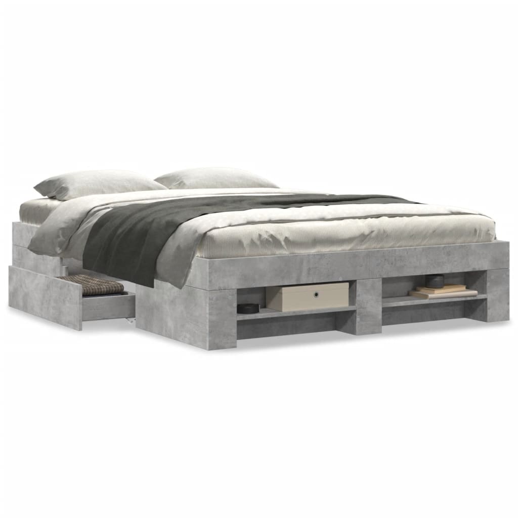 Bed Frame without Mattress Concrete Grey 120x200cm Engineered Wood
