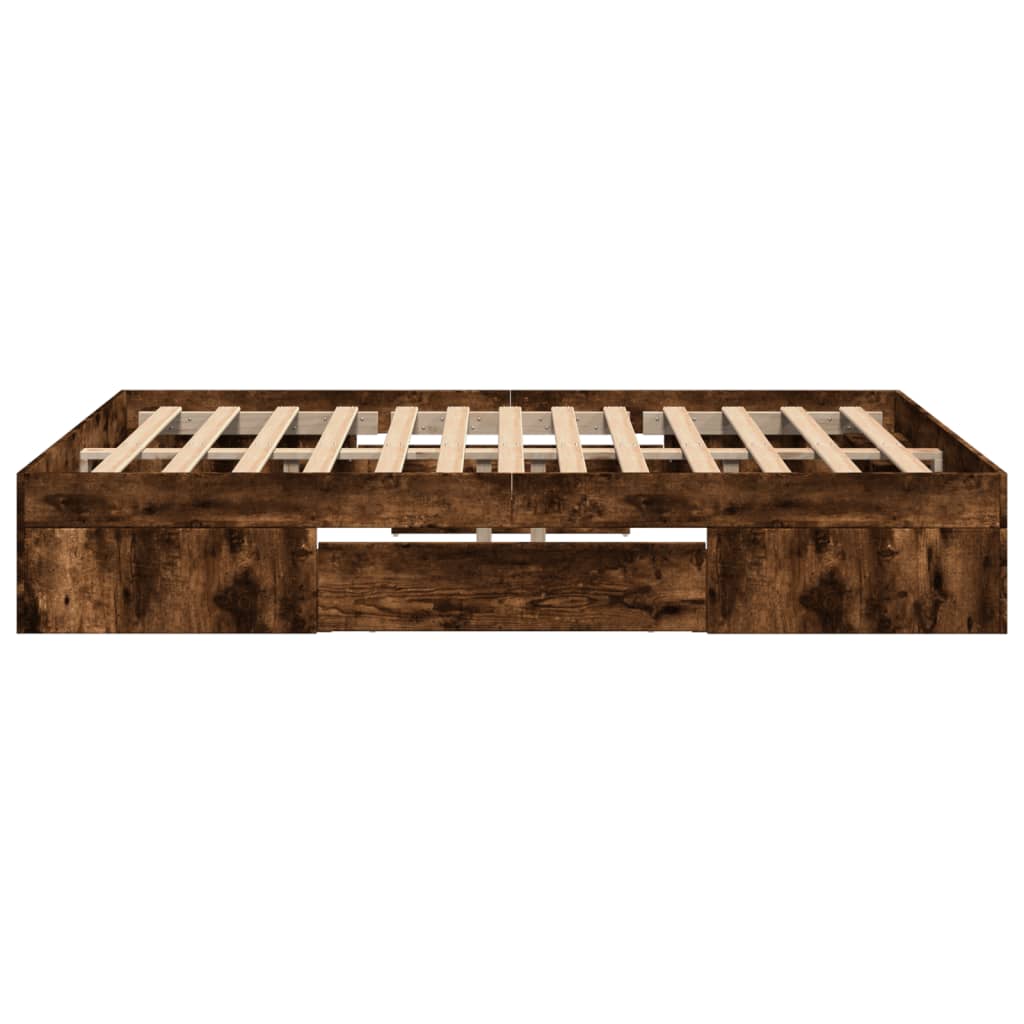 Bed Frame without Mattress Smoked Oak 120x200 cm Engineered Wood
