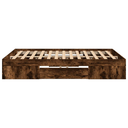 Bed Frame without Mattress Smoked Oak 120x200 cm Engineered Wood