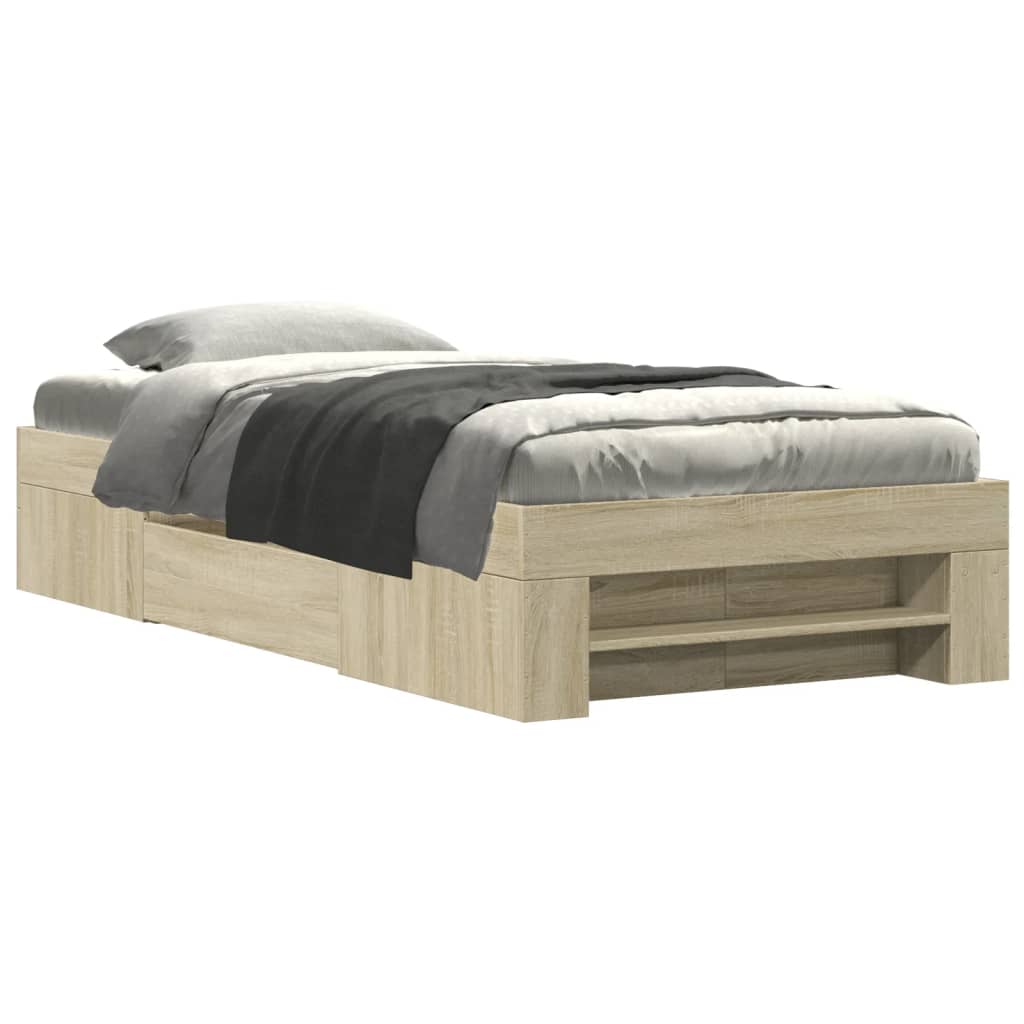 Bed Frame without Mattress Sonoma Oak 100x200 cm Engineered Wood