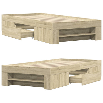 Bed Frame without Mattress Sonoma Oak 100x200 cm Engineered Wood