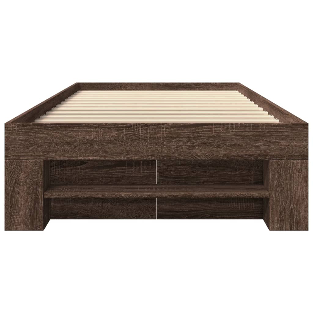 Bed Frame without Mattress Brown Oak 100x200 cm Engineered Wood