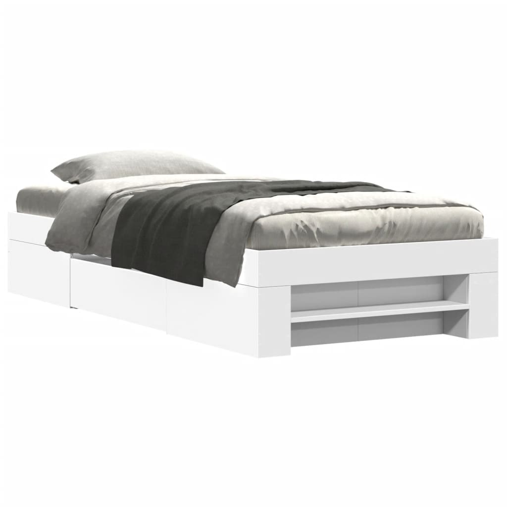 Bed Frame without Mattress White 90x200 cm Engineered Wood