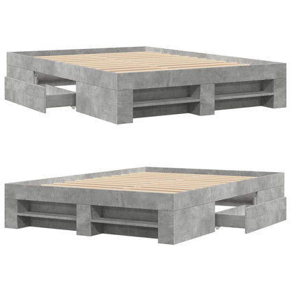 Bed Frame without Mattress Concrete Grey 140x190cm Engineered Wood