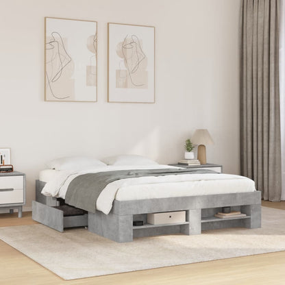 Bed Frame without Mattress Concrete Grey 140x190cm Engineered Wood