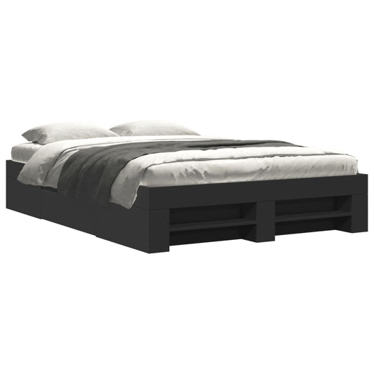 Bed Frame without Mattress Black 135x190 cm Double Engineered Wood