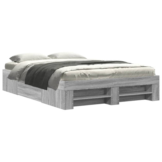Bed Frame without Mattress Grey Sonoma 135x190 cm Double Engineered Wood
