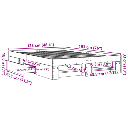 Bed Frame without Mattress Sonoma Oak 120x190 cm Small Double Engineered Wood
