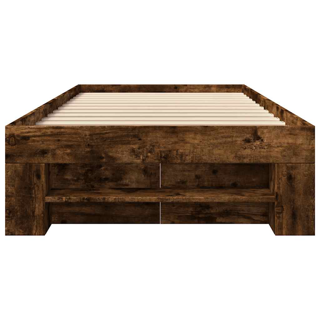 Bed Frame without Mattress Smoked Oak 90x190 cm Single Engineered Wood