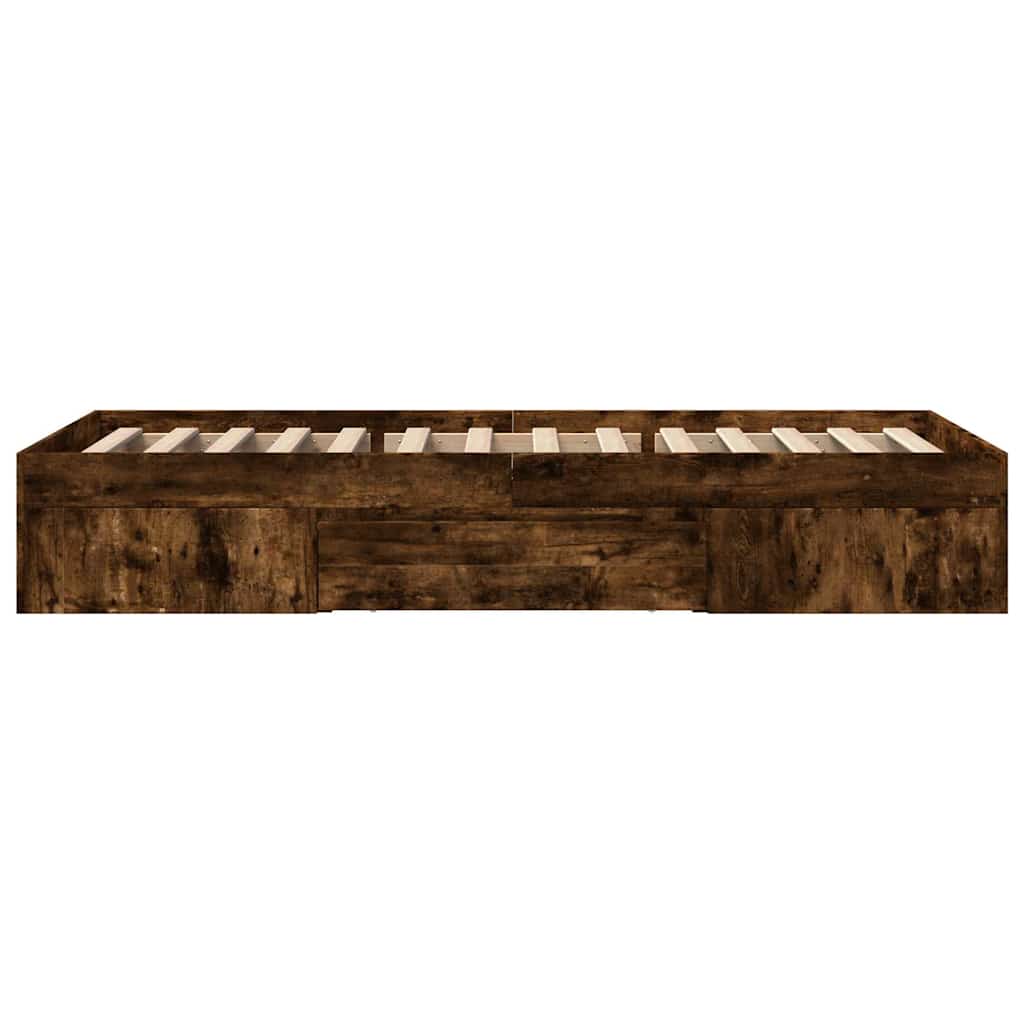 Bed Frame without Mattress Smoked Oak 90x190 cm Single Engineered Wood