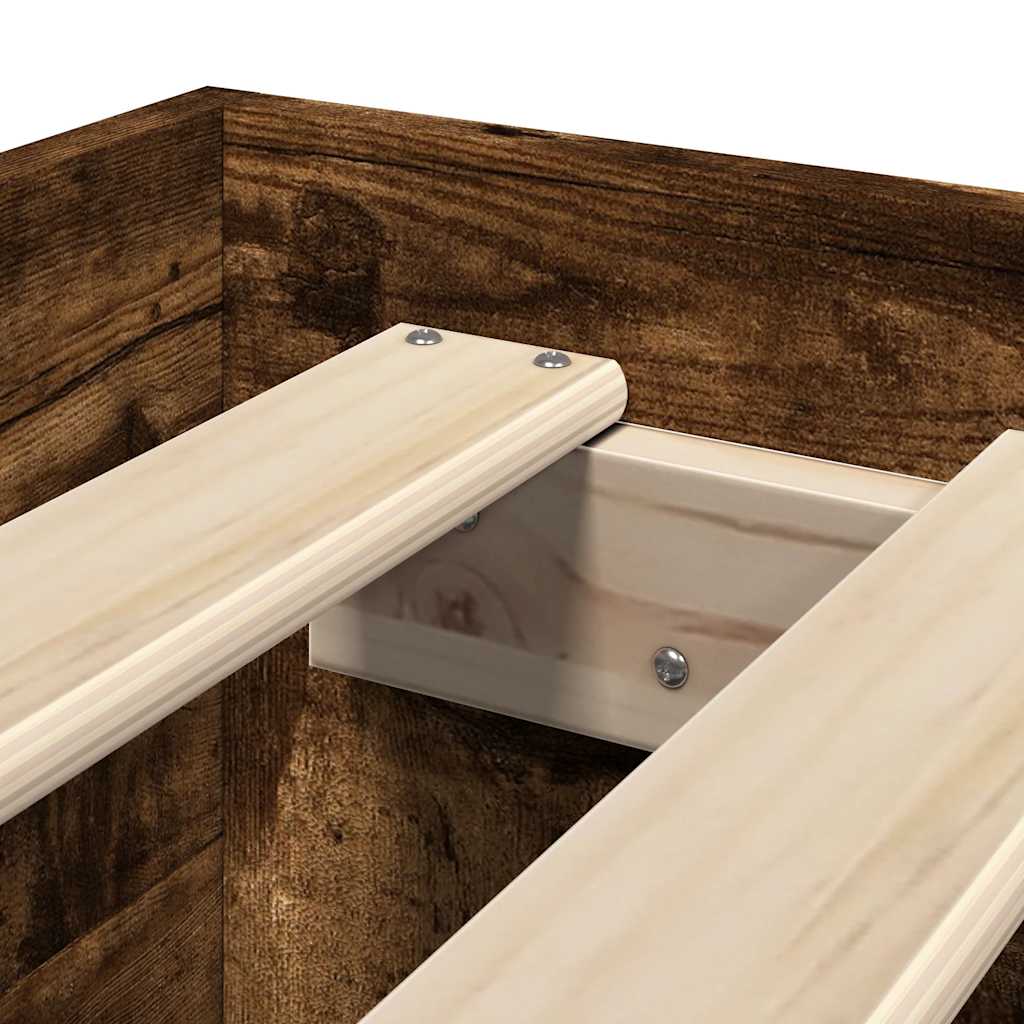 Bed Frame without Mattress Smoked Oak 90x190 cm Single Engineered Wood