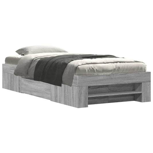 Bed Frame without Mattress Grey Sonoma 90x190 cm Single Engineered Wood