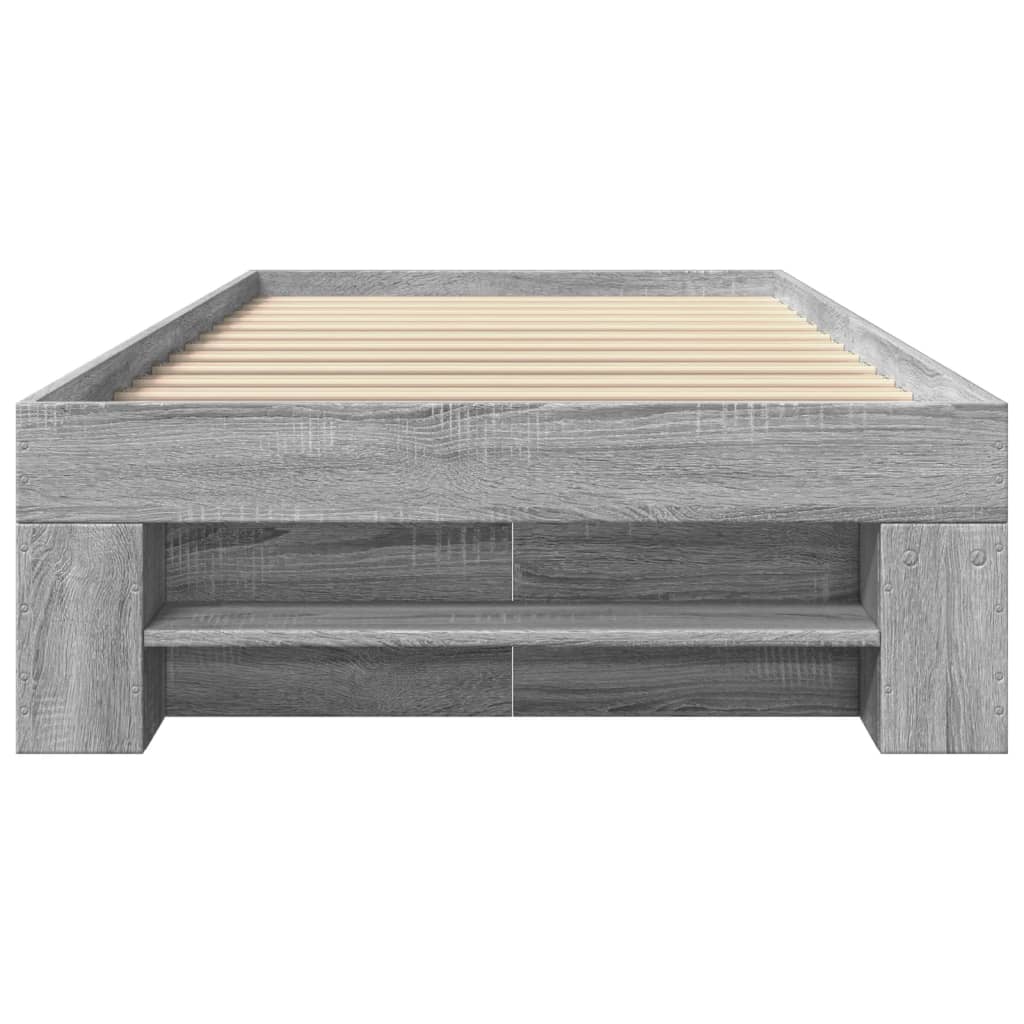 Bed Frame without Mattress Grey Sonoma 90x190 cm Single Engineered Wood