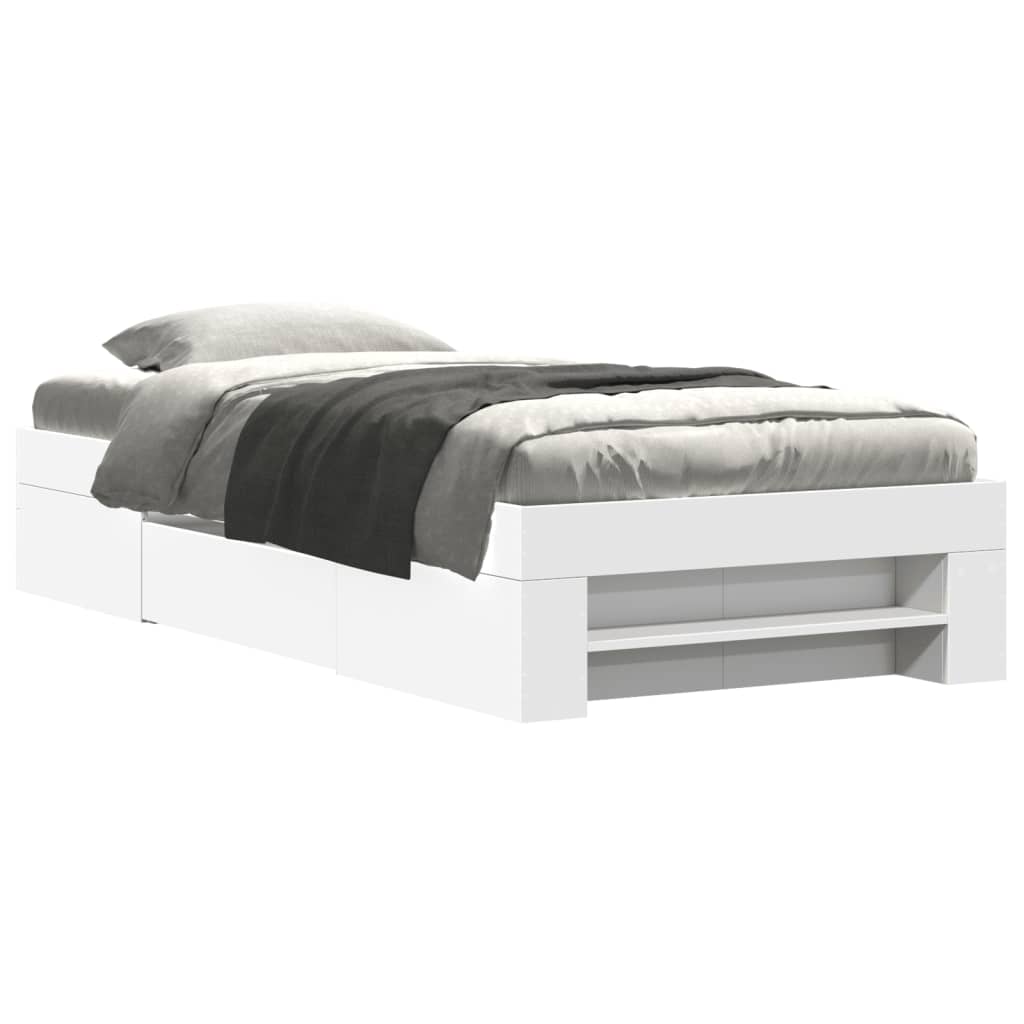 Bed Frame without Mattress White 75x190 cm Small Single Engineered Wood