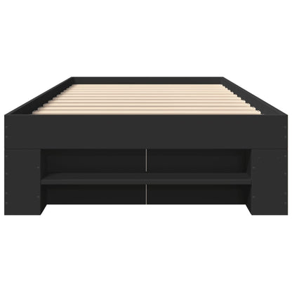 Bed Frame without Mattress Black 75x190 cm Small Single Engineered Wood