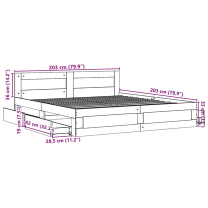 Bed Frame with Headboard without Mattress Smoked Oak 200x200 cm