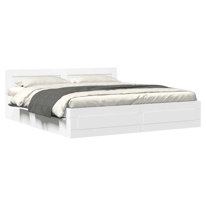 Bed Frame with Headboard without Mattress White 180x200 cm Super King