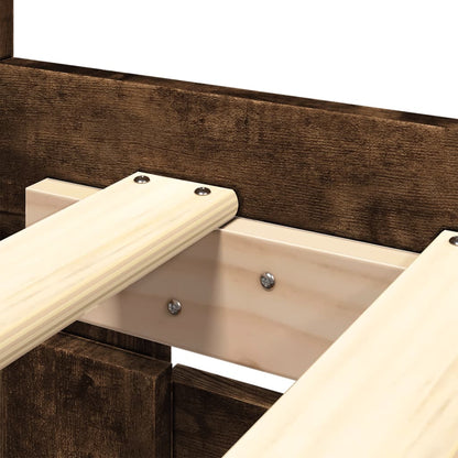 Bed Frame with Headboard without Mattress Smoked Oak 180x200 cm Super King
