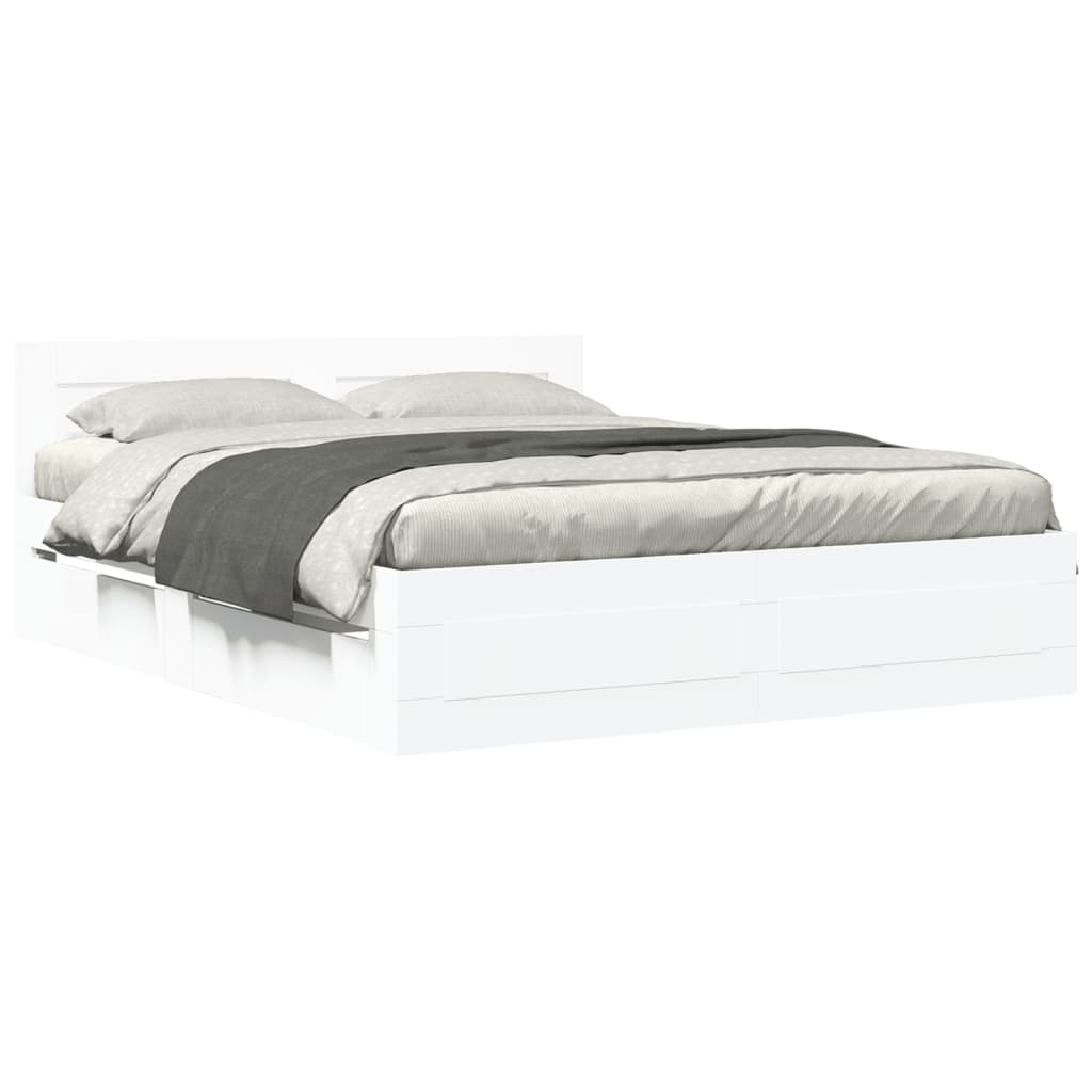 Bed Frame with Headboard without Mattress White 160x200 cm