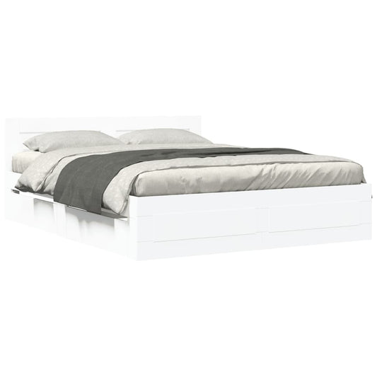 Bed Frame with Headboard without Mattress White 160x200 cm
