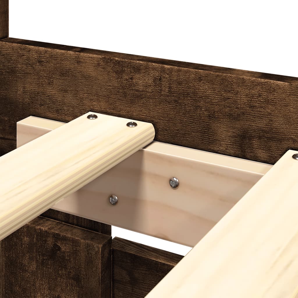 Bed Frame with Headboard without Mattress Smoked Oak 160x200 cm