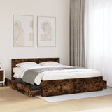 Bed Frame with Headboard Smoked Oak 150x200 cm King Size Engineered Wood