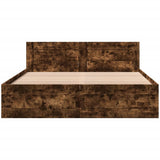 Bed Frame with Headboard Smoked Oak 150x200 cm King Size Engineered Wood