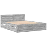 Bed Frame with Headboard Grey Sonoma 150x200 cm King Size Engineered Wood