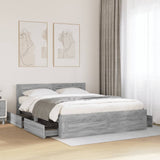 Bed Frame with Headboard Grey Sonoma 150x200 cm King Size Engineered Wood